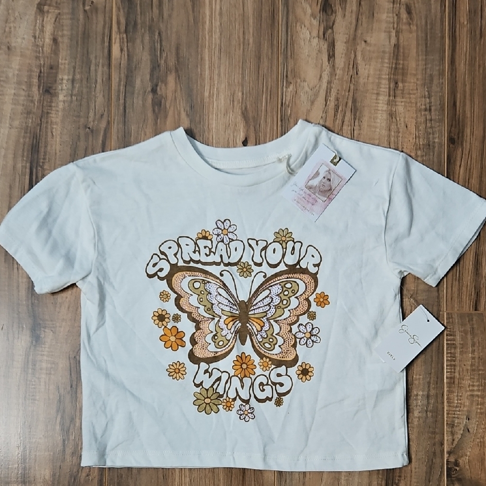 Jessica Simpson Kids White Graphic T-Shirt - Spread Your Wings NWT